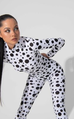 Funky Black and White Polkadot Sexy Bodysuit for Women