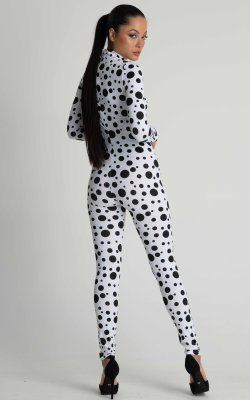 Funky Black and White Polkadot Sexy Bodysuit for Women