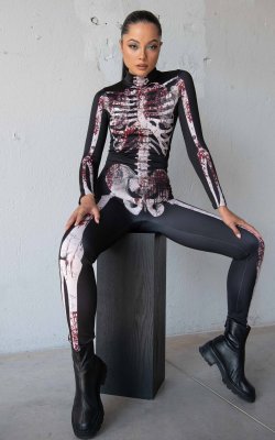Bloody Skeleton Halloween Costume Women, Get Your Spooky Vibes with This Halloween full Body Suit
