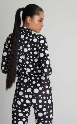 Polkadot Sexy Bodysuit - Edgy Black and White Design