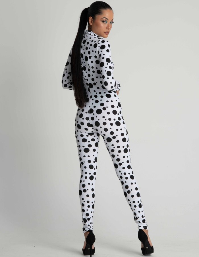 Funky Black and White Polkadot Sexy Bodysuit for Women