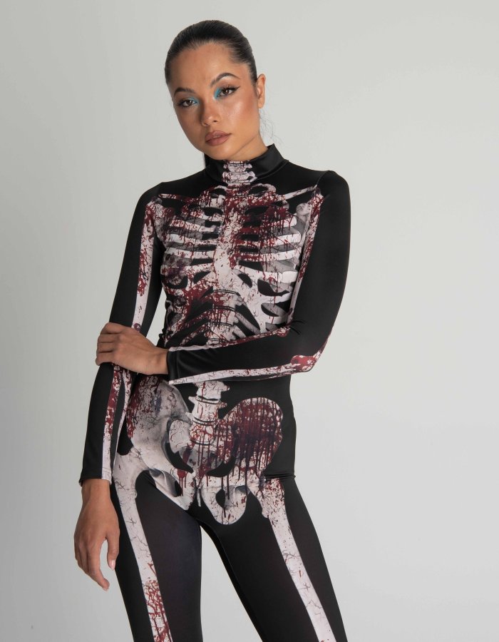 Bloody Skeleton Halloween Costume Women, Get Your Spooky Vibes with This Halloween full Body Suit