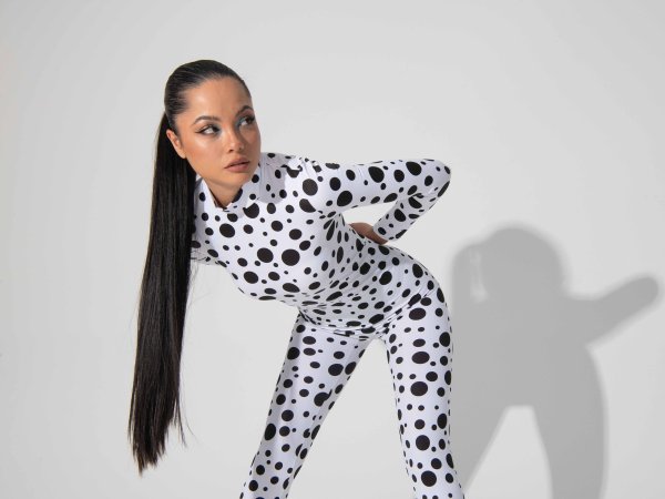 Funky Black and White Polkadot Sexy Bodysuit for Women